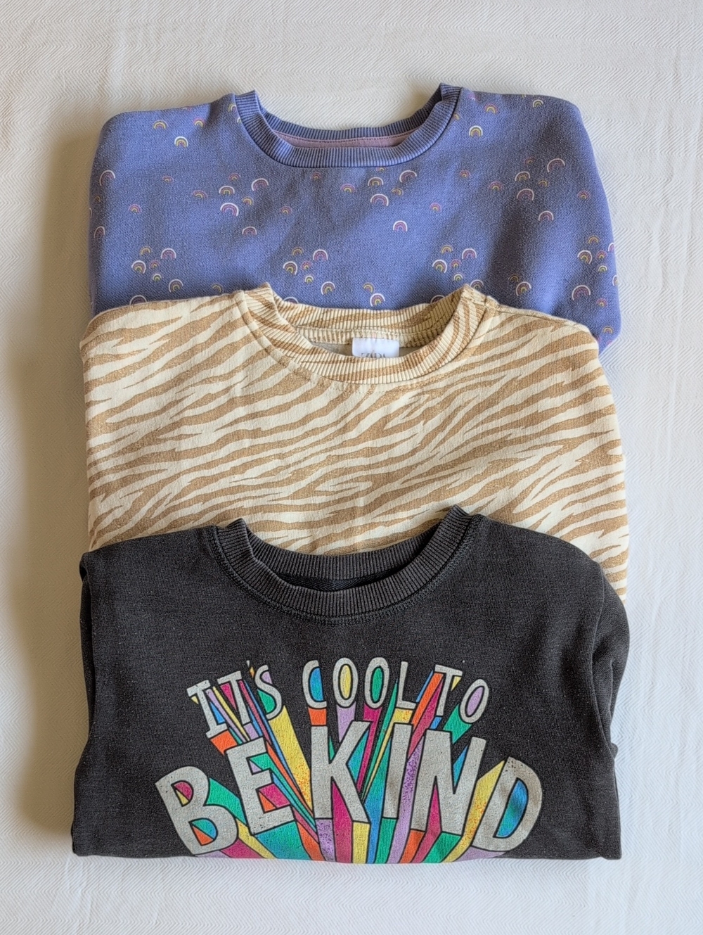 Zara Next George Girls 5T Crewneck Sweatshirt Bundle Lot Rainbow Zebra Graphic